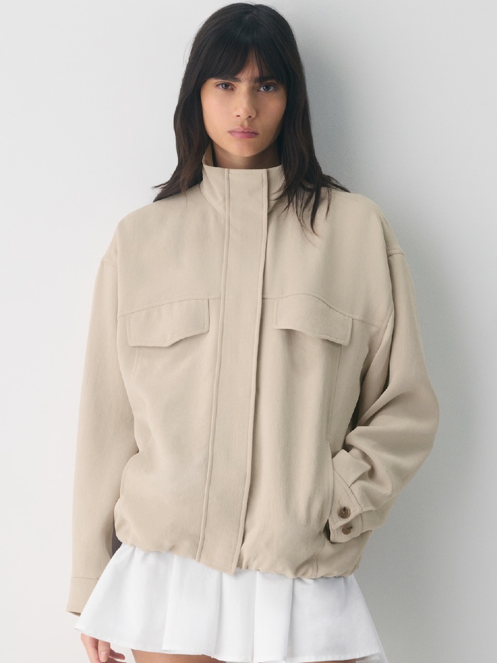 Aritzia NWT Oculus Jacket Crepette Marcona Beige Size XSMALL